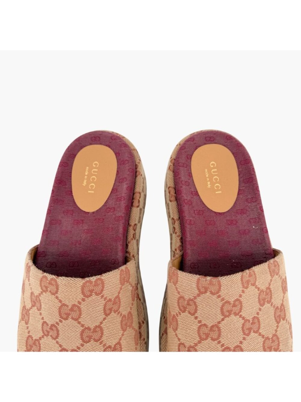 Gucci Angelina Platform Slide Sandals Beige GG Canvas Size 37 US 7 Women's - Picture 5 of 15